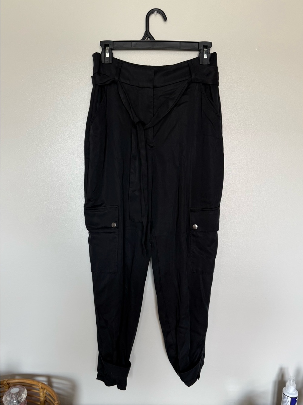 Express Black Cargo Tie-Waist Pants for Women
